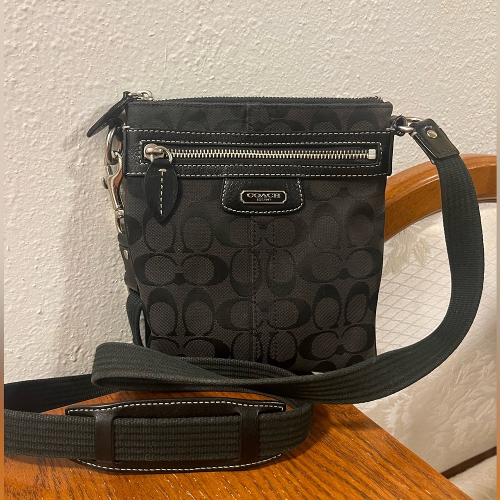 Coach Women’s Signature Black Canvas Crossbody Bag